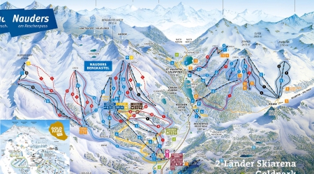 Pistekaart van Nauders 2 Länder Skiarena.